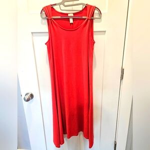 Chico’s Coral Red Sleeveless A-Line Knit Travel Dress Size 0 Small